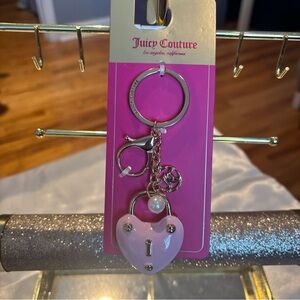 Juicy Couture Light Pink Heart Lock Keychain